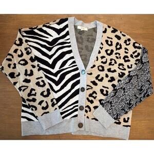 Peyton Primrose Mixed Animal Print Button Front Cardigan Size L